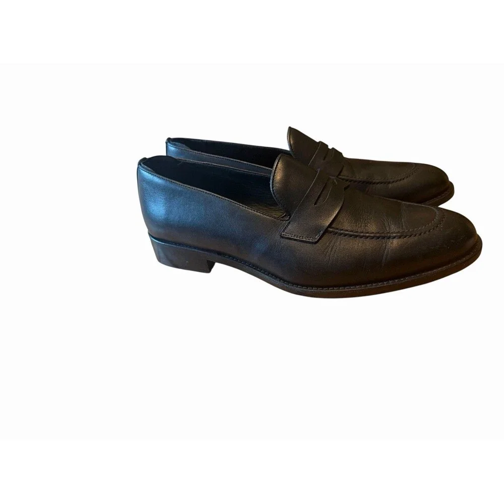 Thursday Boot Co Mens Lincoln Penny Loafer 10 Black Leather Wood Bottom Dressy